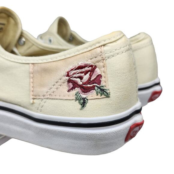 Vans Shoes Mens 10 Cream Floral Rose Embroidered Low Tops Skater Like New main image 5